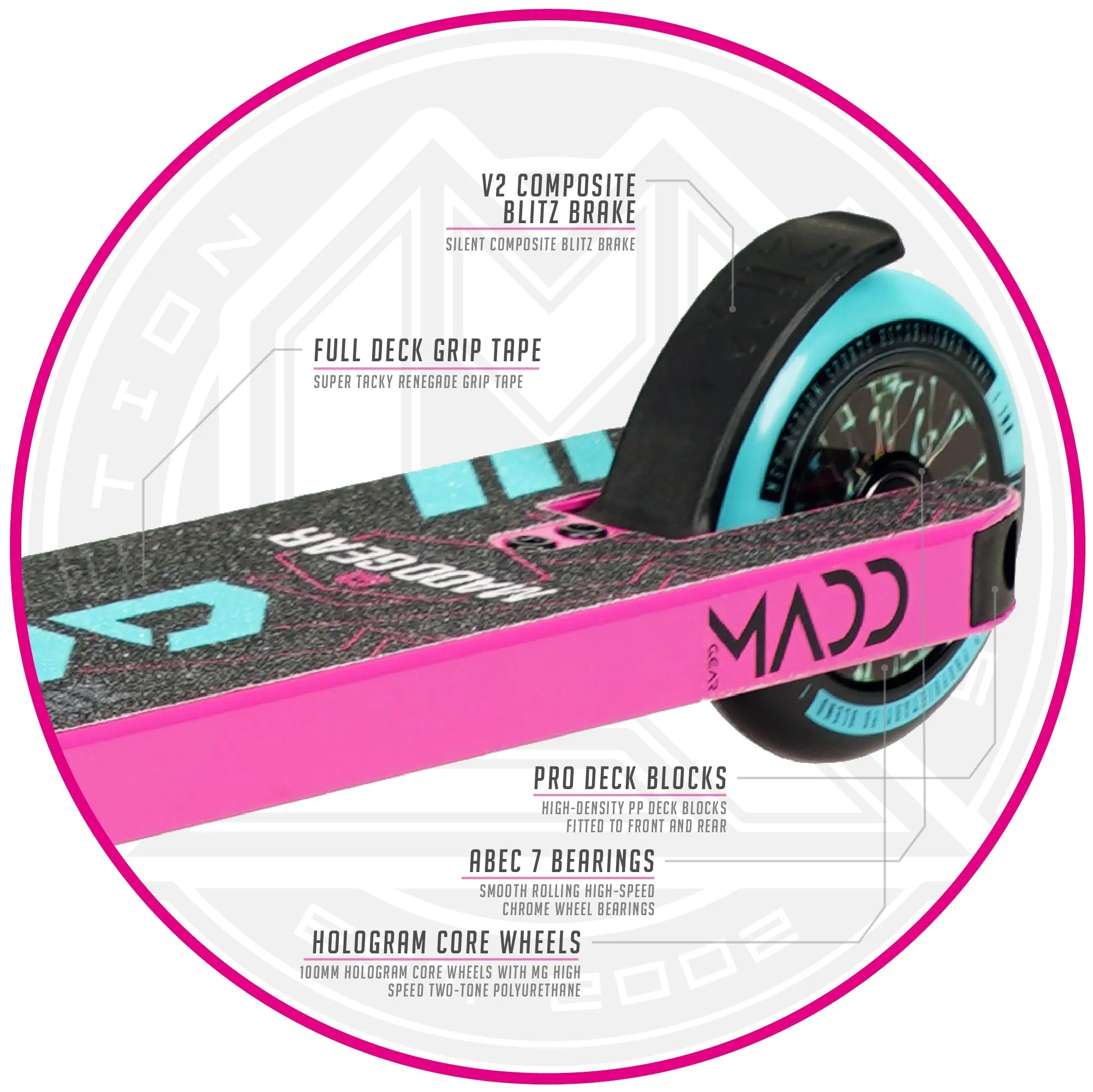 Madd Gear Kick Howler Stunt Scooter Pink/Teal