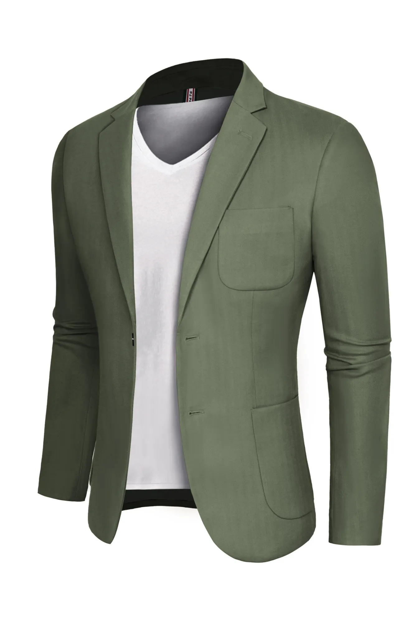 Men Back Slit Blazer Coat Casual Two-Button Notch Lapel V-Neck Suit Coat