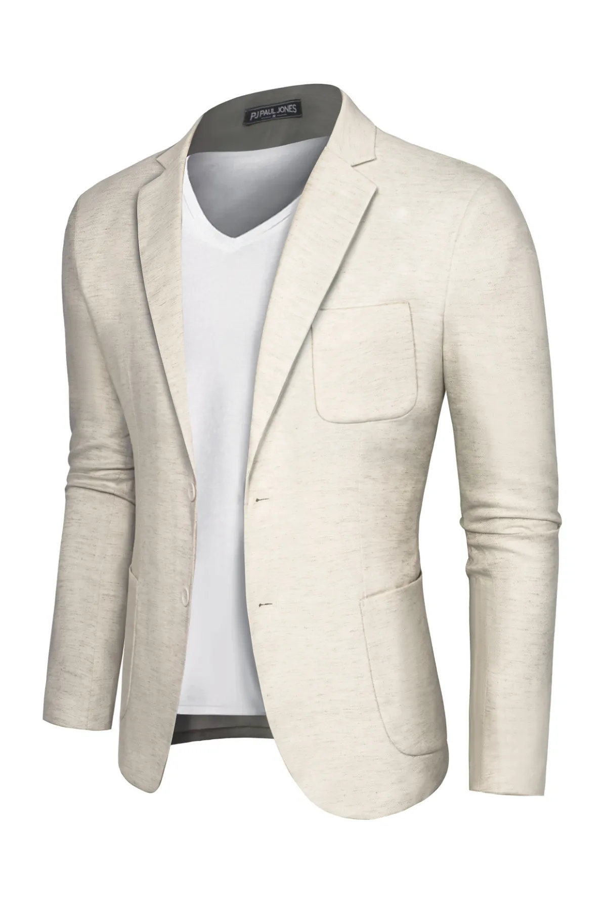 Men Back Slit Blazer Coat Casual Two-Button Notch Lapel V-Neck Suit Coat