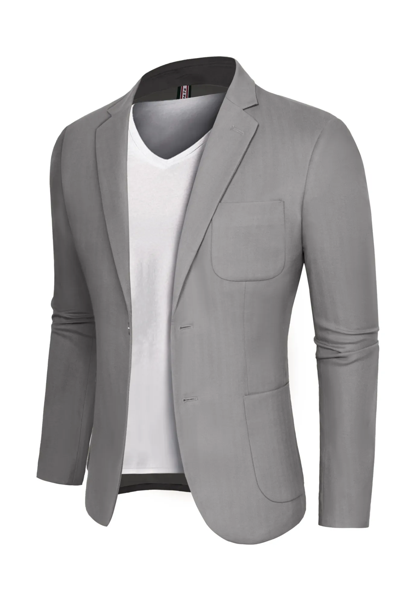 Men Back Slit Blazer Coat Casual Two-Button Notch Lapel V-Neck Suit Coat