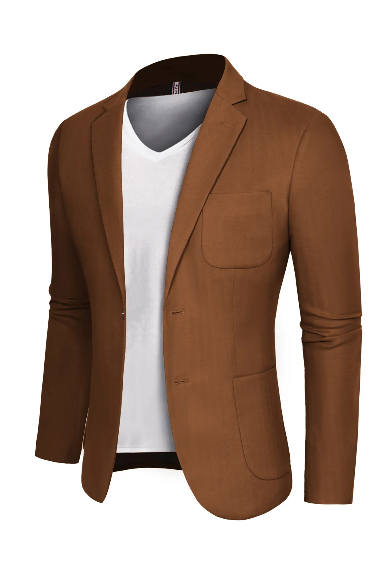 Men Back Slit Blazer Coat Casual Two-Button Notch Lapel V-Neck Suit Coat