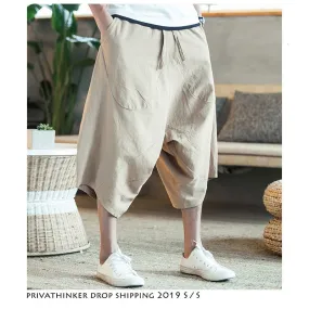 Men Harajuku Harem Pants | Mens Summer Cotton Linen Joggers Pants