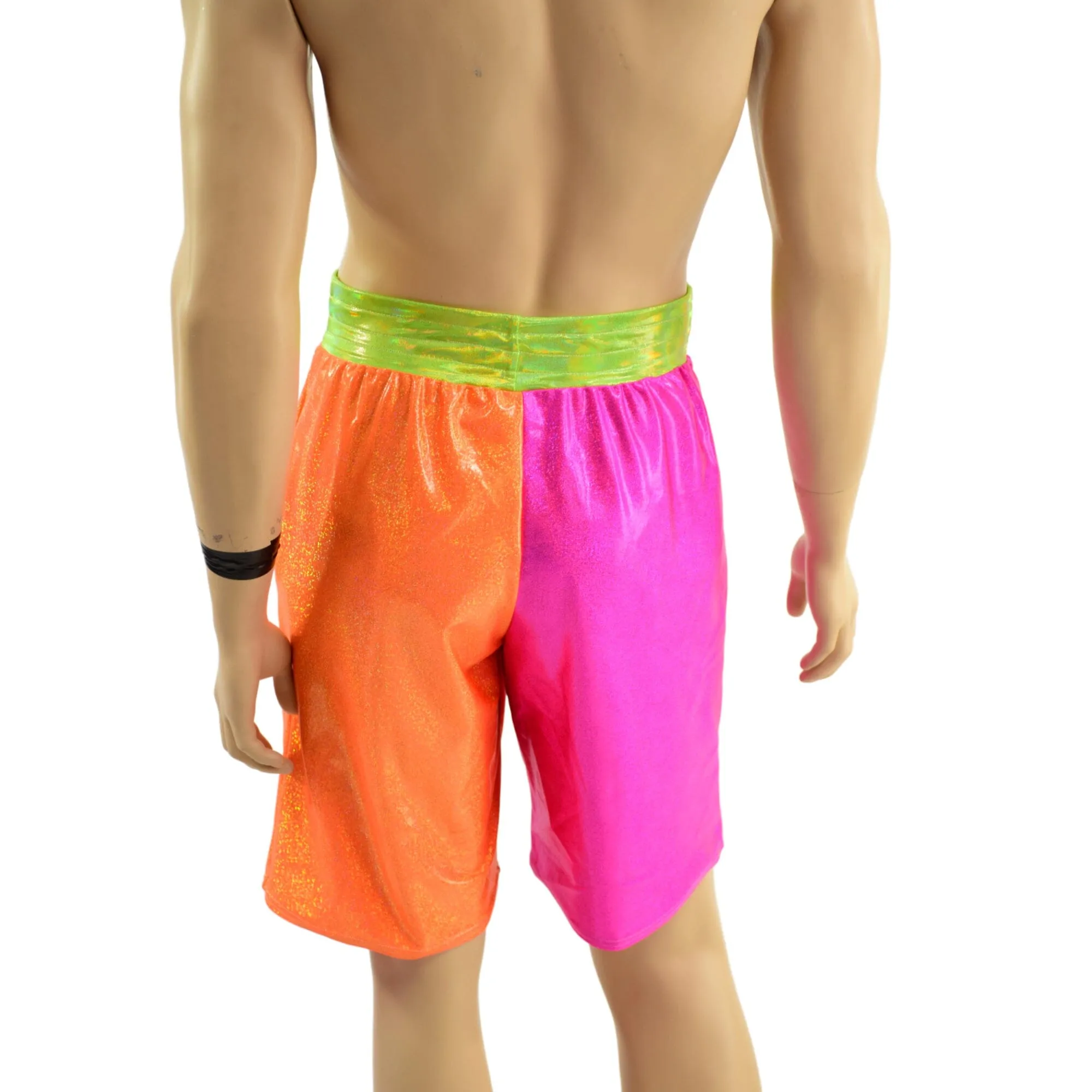 Mens Basketball Shorts and Shirt Set in Neon Holo Colorblocking