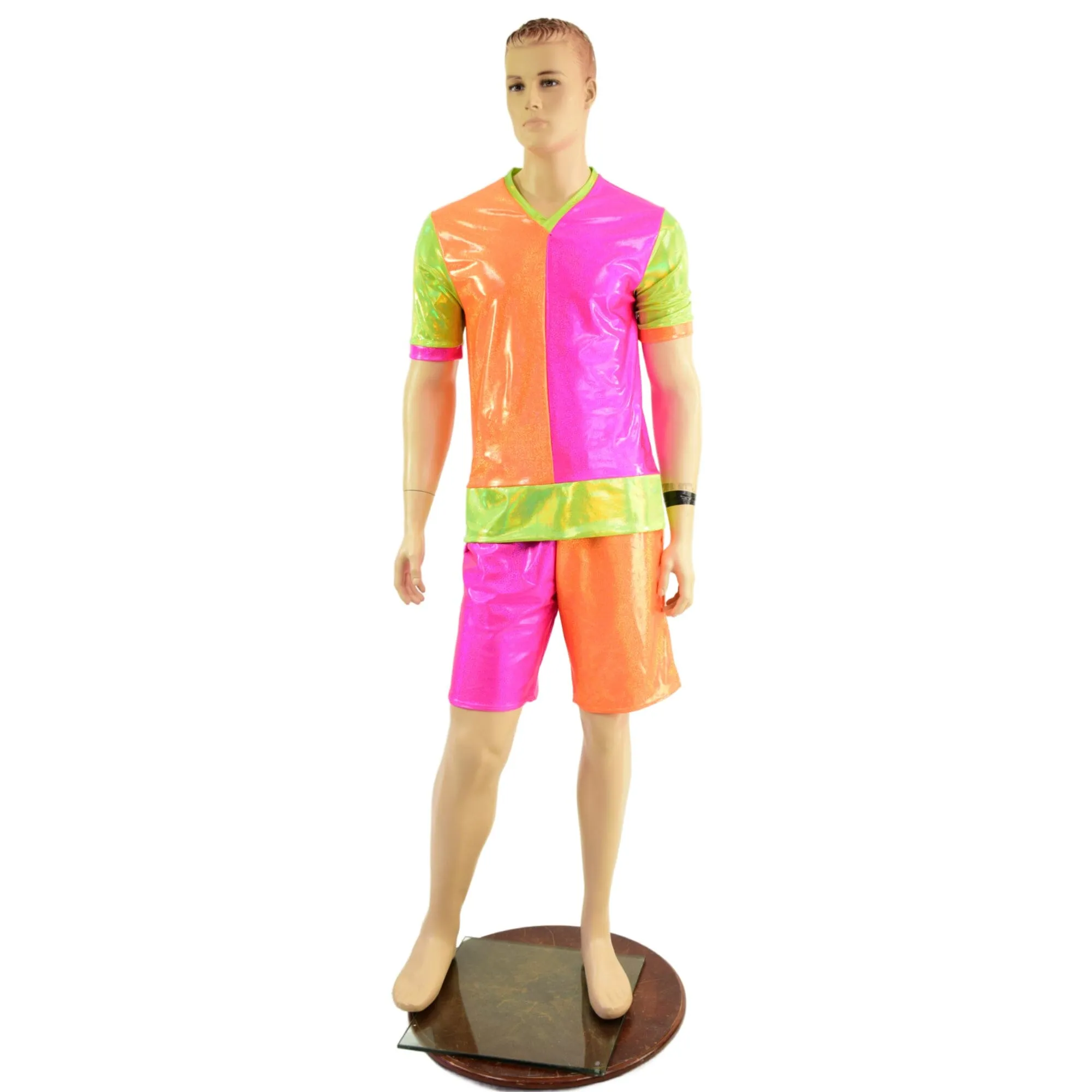 Mens Basketball Shorts in Neon Holo Colorblocking