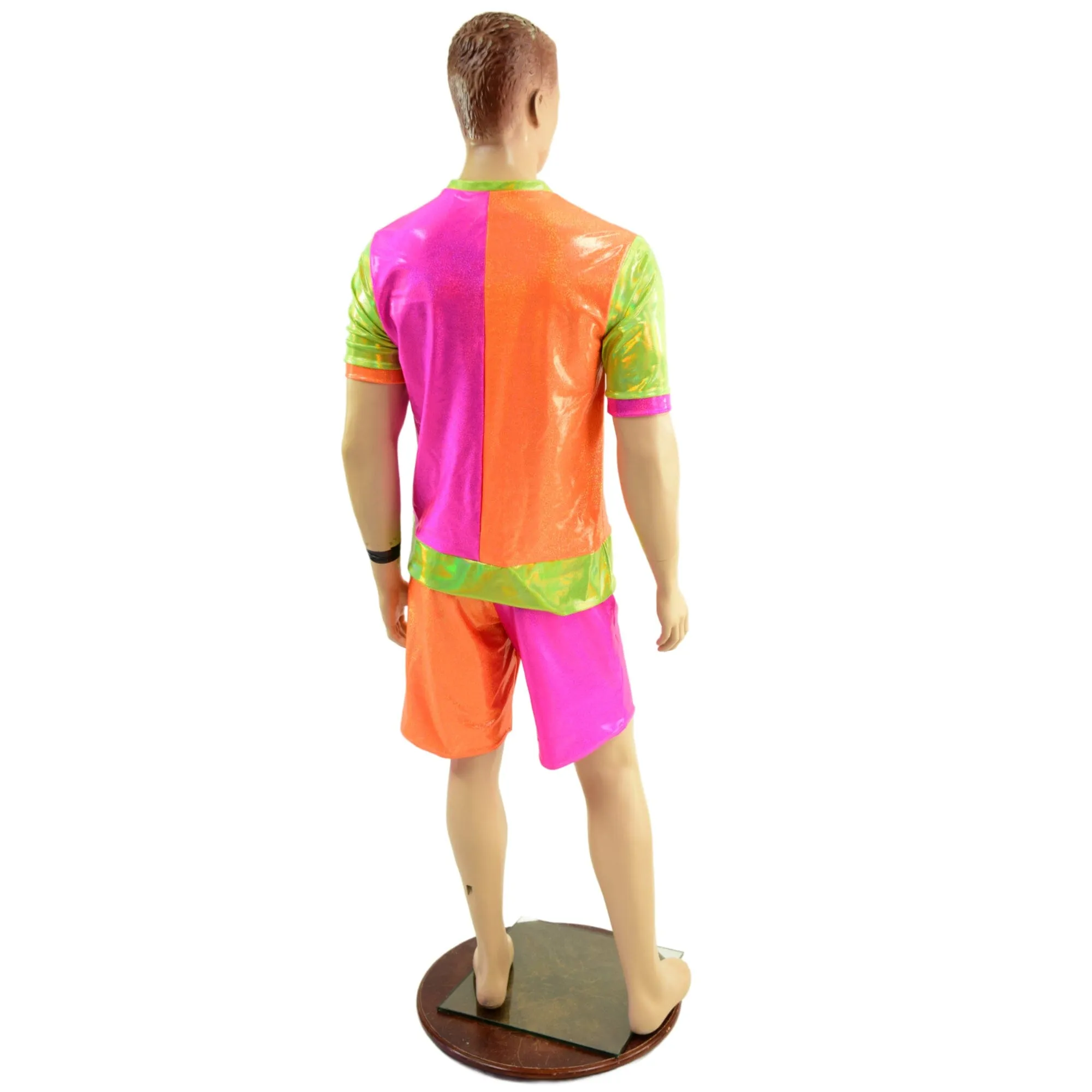 Mens Basketball Shorts in Neon Holo Colorblocking