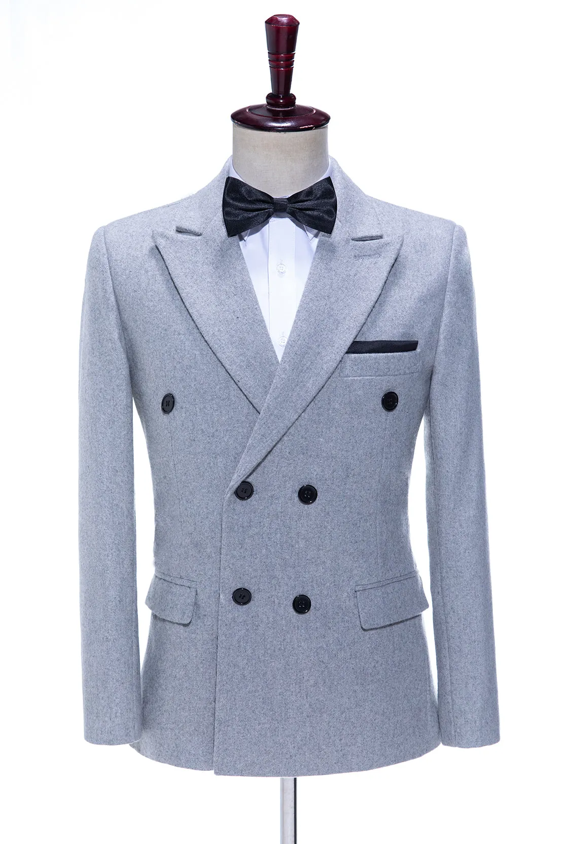 Men's Casual Tweed Double Breasted Notch Lapel Blazer