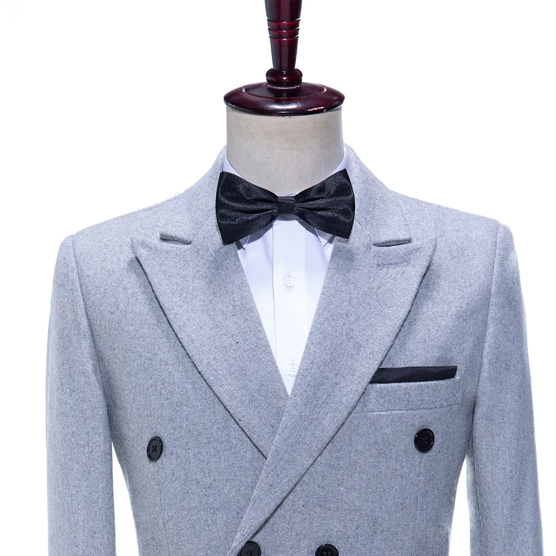 Men's Casual Tweed Double Breasted Notch Lapel Blazer