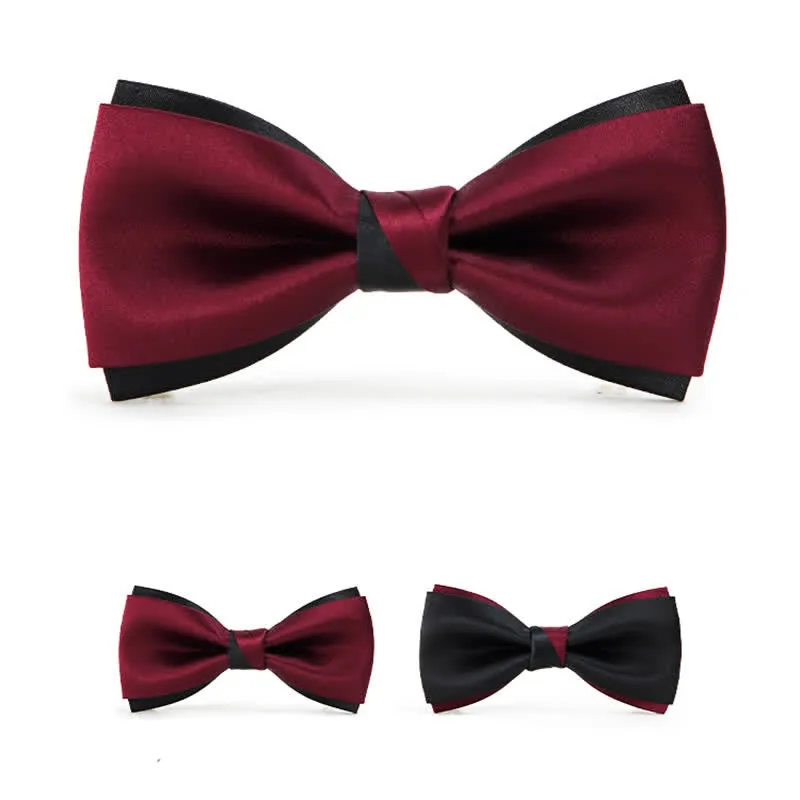 Men's Charming Black & Red Double Layered Bow Tie