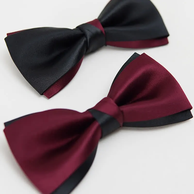 Men's Charming Black & Red Double Layered Bow Tie