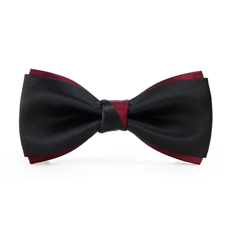 Men's Charming Black & Red Double Layered Bow Tie