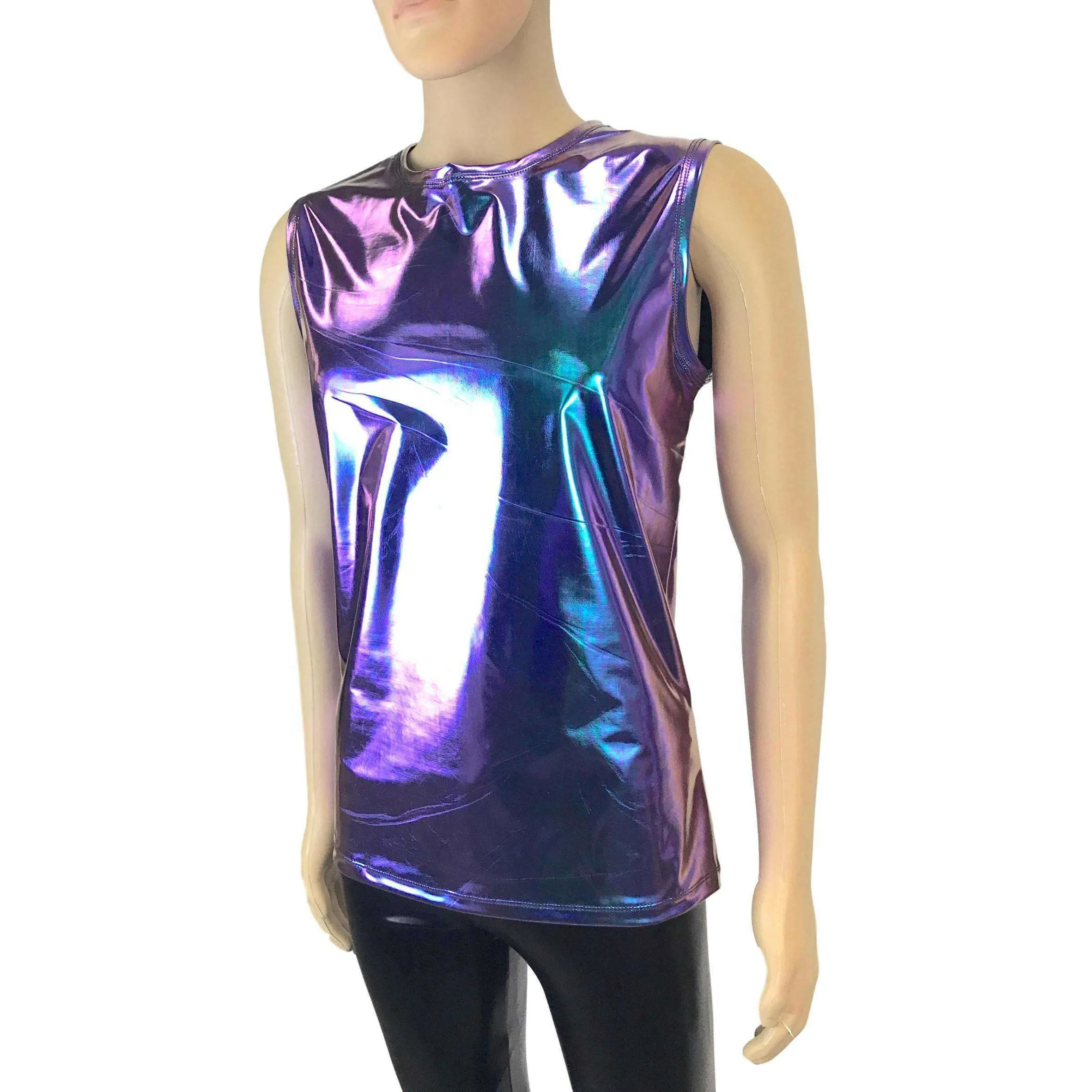 Men's Holographic Oil Slick Tank, Men's Holo Muscle Shirt