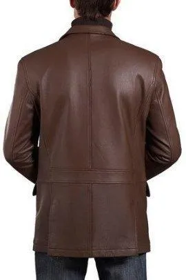 Mens Lambskin Choco Brown Leather Blazer