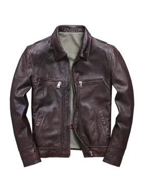 Men's Lapel Vintage Leather Jacket