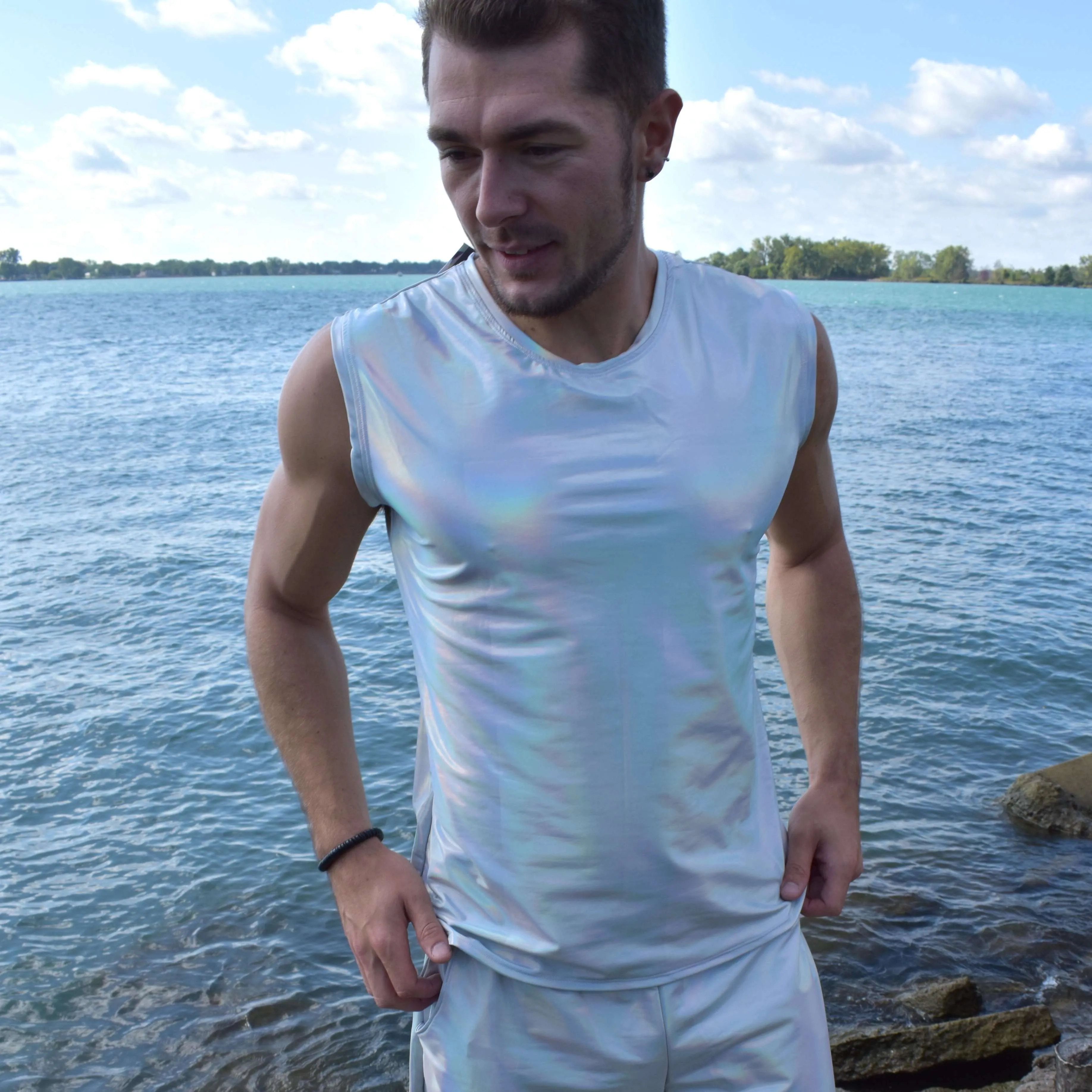 Men's Opal Holographic Tank, Muscle Shirt