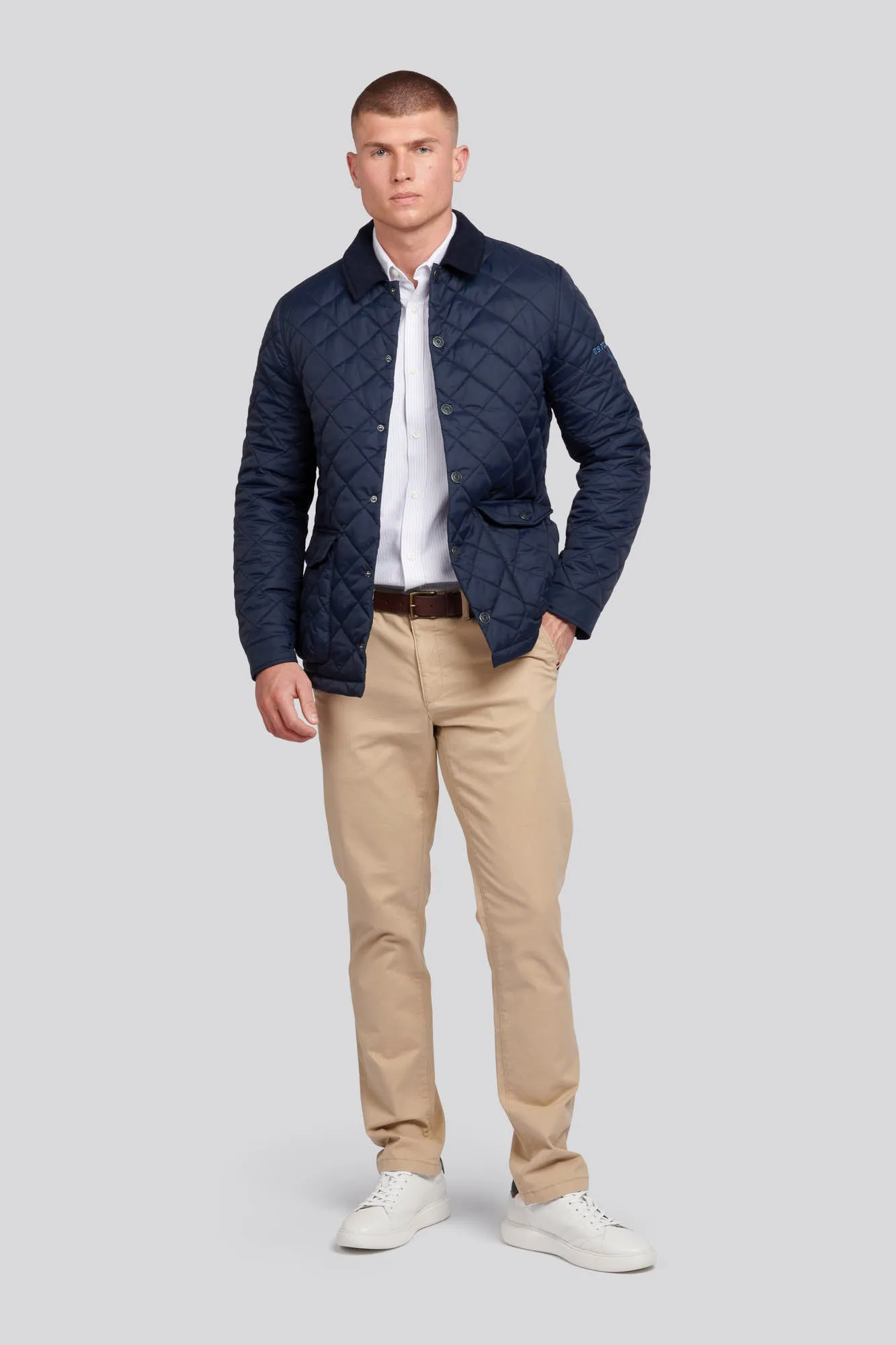 Mens Quilted Collared Jacket in Dark Sapphire Navy