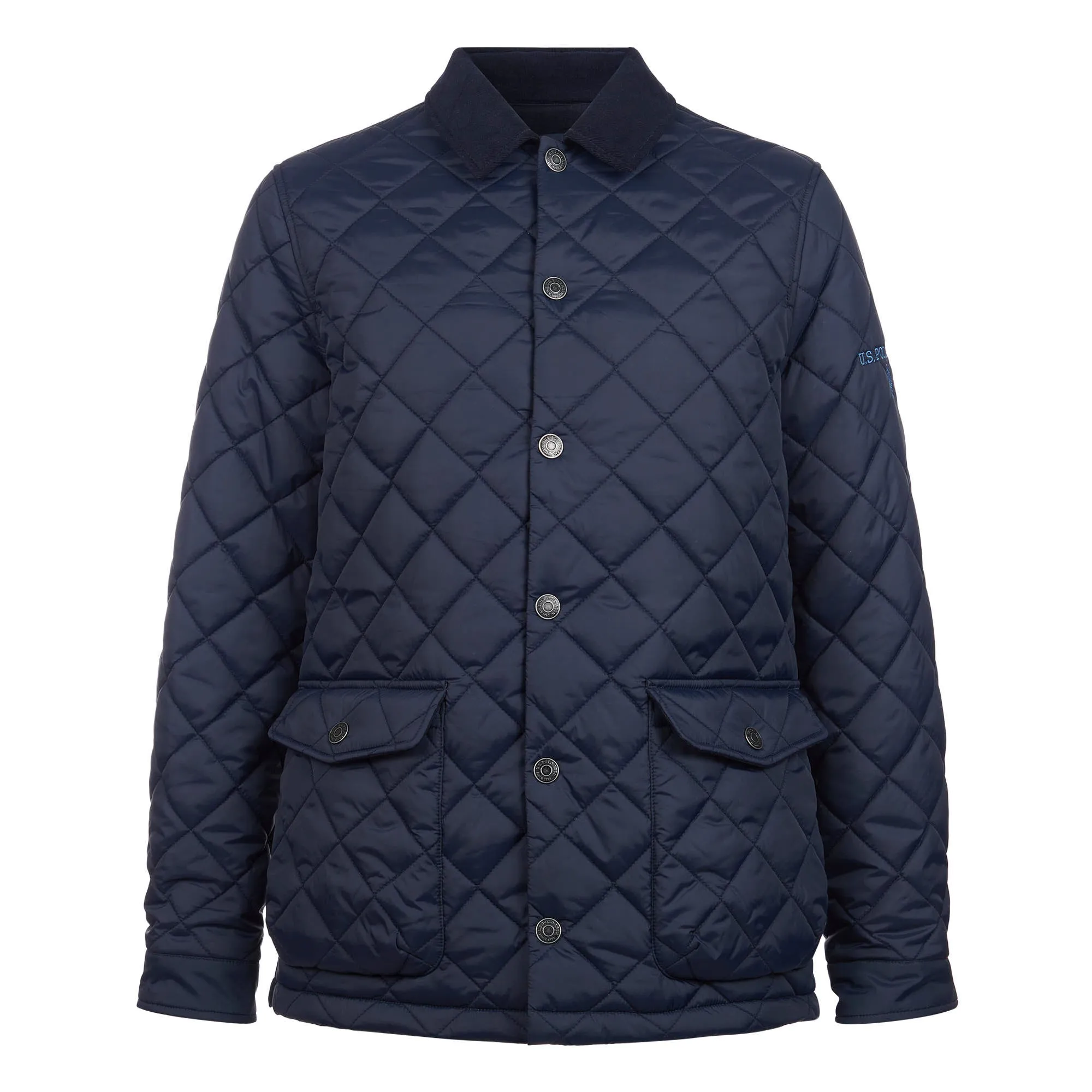 Mens Quilted Collared Jacket in Dark Sapphire Navy