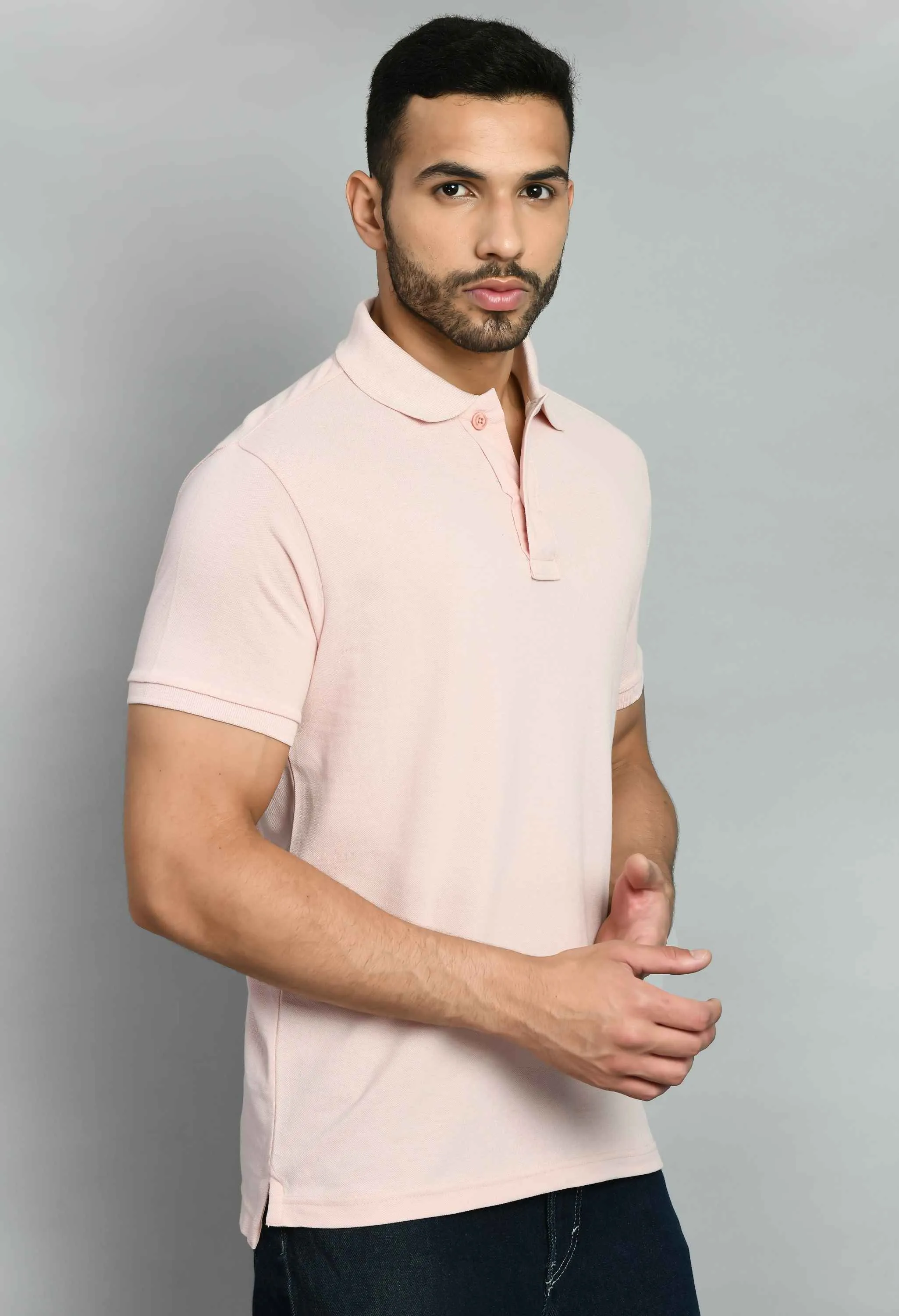 Men's Solid Smart Fit Polo T-Shirt