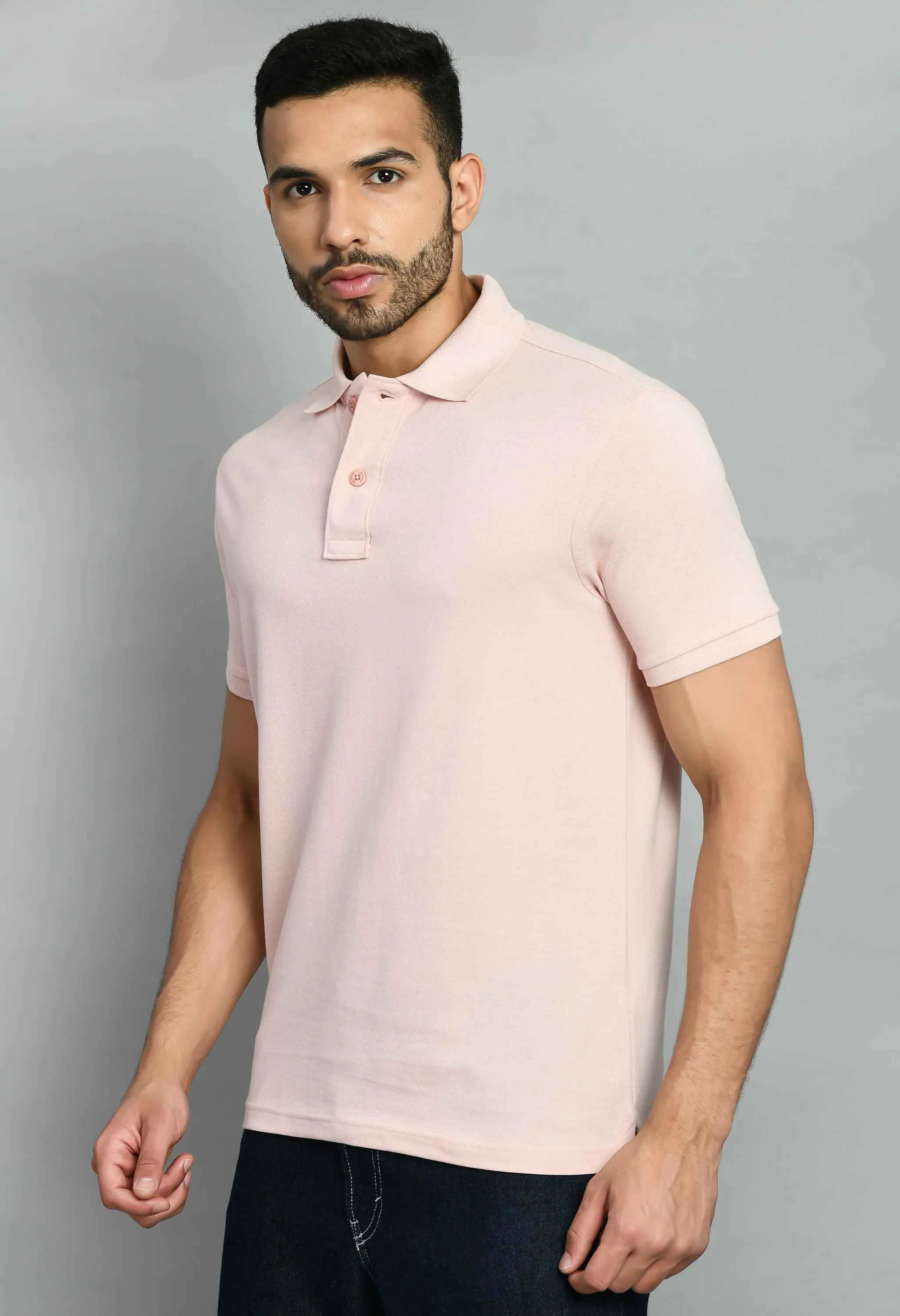 Men's Solid Smart Fit Polo T-Shirt