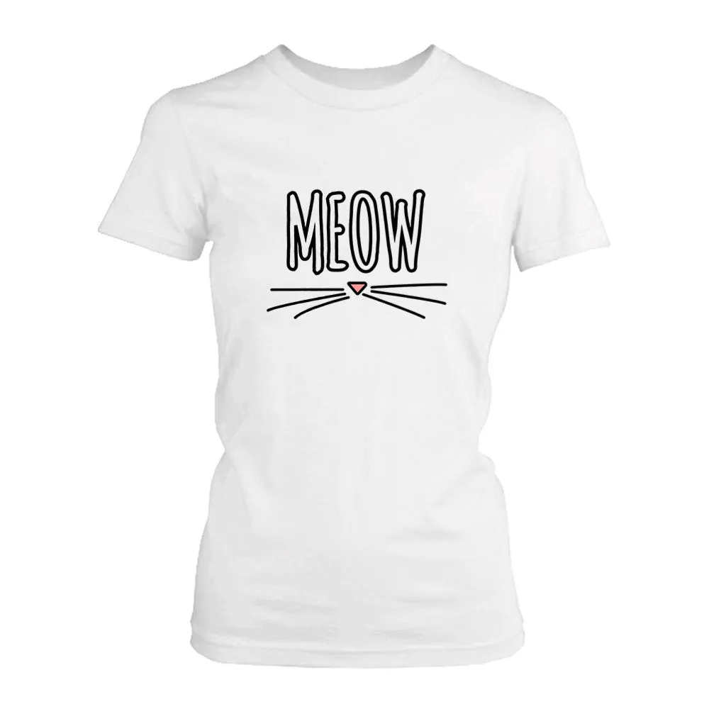 Meow Women's Shirts Cute Ladies' Short Sleeve Tee Back To School