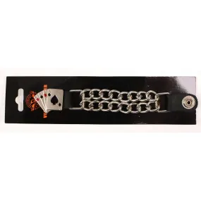 Milwaukee Leather 4 Aces Medallion Vest Extender - Double Chrome Chains Genuine Leather 6.5" Extension MLA1007-Single