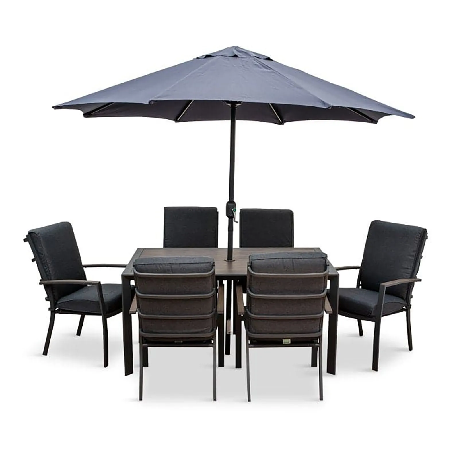 Monza 6 Seat Set, High back Armchairs & 3m Parasol