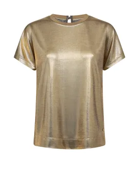 Mos Mosh Nivola O-Neck Metallic Tee-Gold-167520