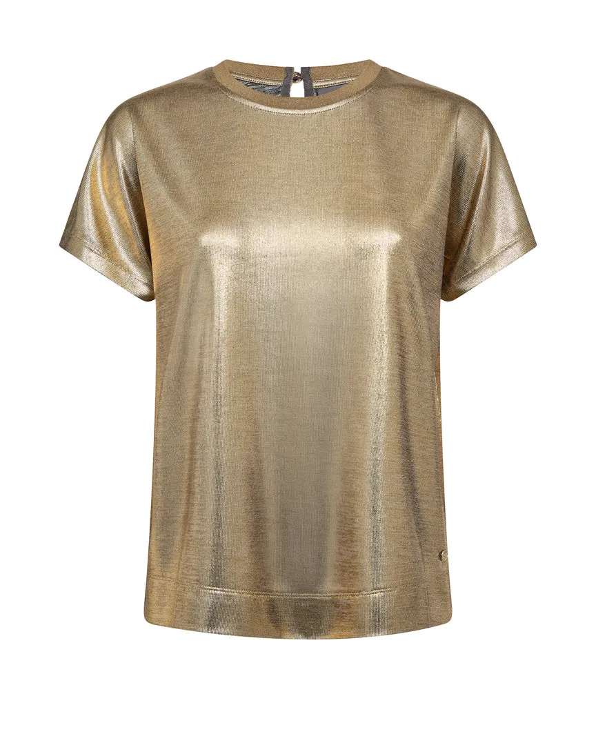 Mos Mosh Nivola O-Neck Metallic Tee-Gold-167520