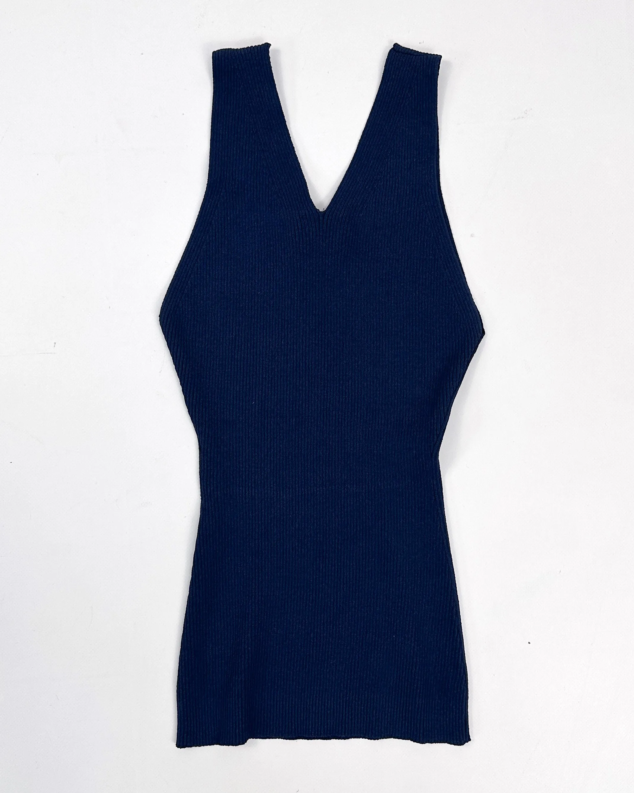 Mugler Knit Sleeveless Dark Blue Top 2000's