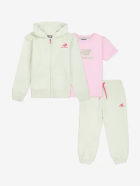 New Balance Girls T-Shirt and Tracksuit Set in Green