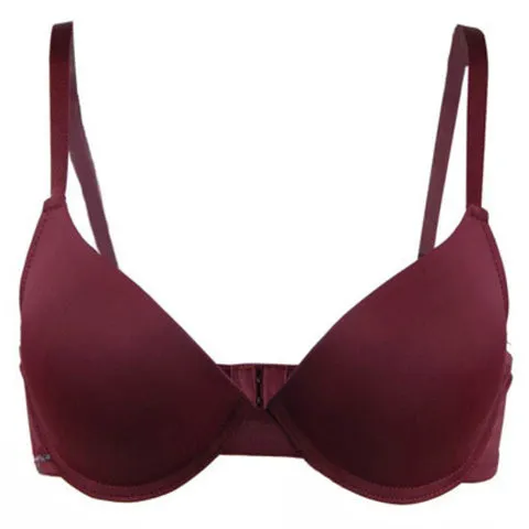 OY Lightly Padded T Shirt Plunge Bra Wine