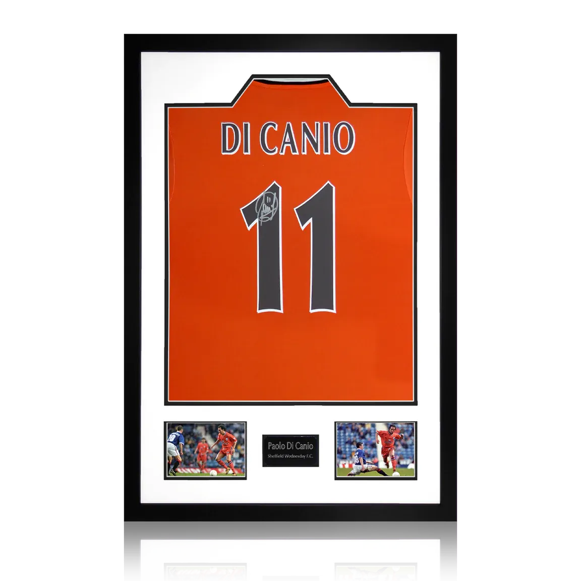 Paulo Di Canio Shefield Wednesday Away Signed Shirt Double Picture Display