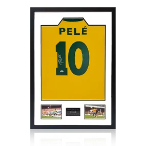 Pele Brazil Signed Shirt Double Picture Display