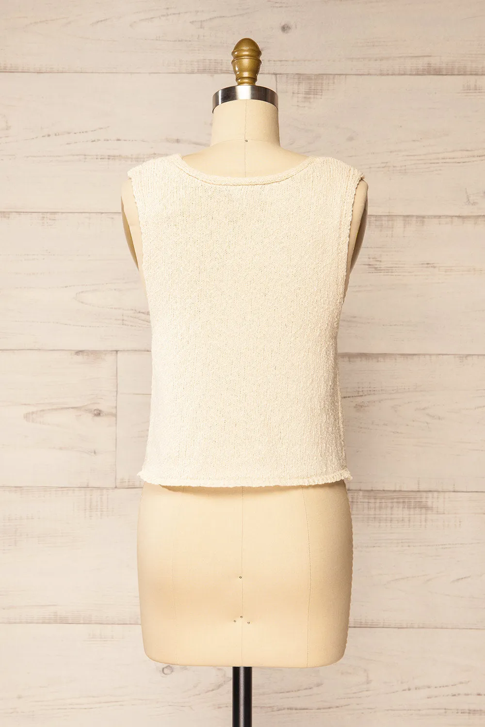 Persie | Beige Sleeveless Knit Top