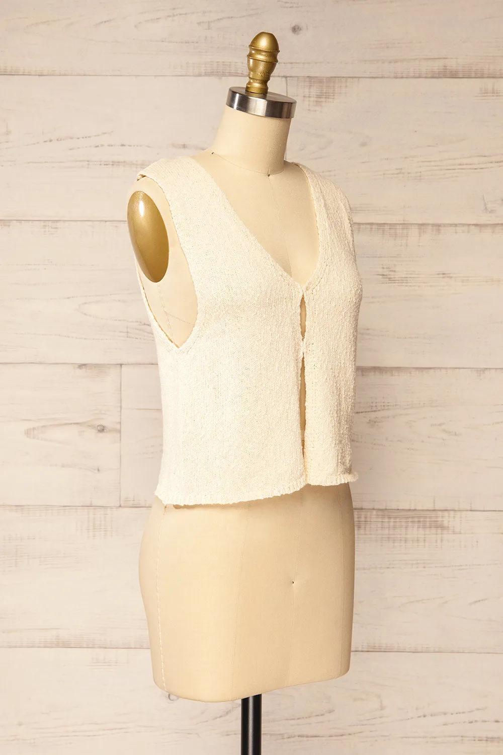 Persie | Beige Sleeveless Knit Top