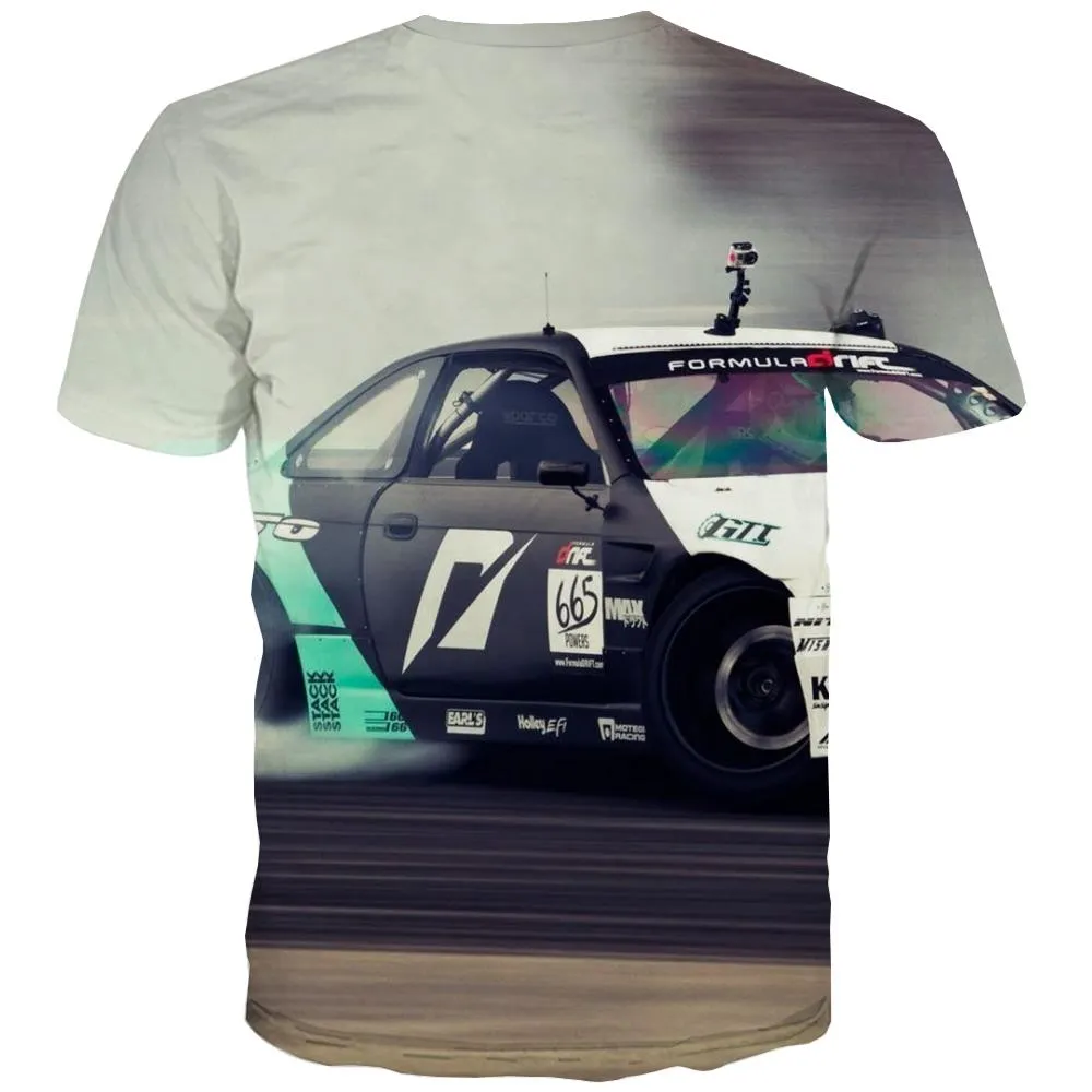 Racing Car T-shirt Men Metal Shirt Print City Tshirt Anime Gray Tshirts Cool Retro Tshirts Novelty