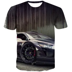 Racing Car T shirts Men Metal Tshirts Novelty City Tshirts Casual Gray T-shirts Graphic Retro T-shirts 3d