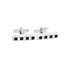 Rectangle Black and White Crystals Cufflinks (Online Exclusive)