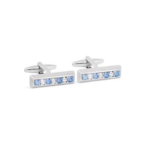 Rectangle Blue and White Crystals Cufflinks (Online Exclusive)