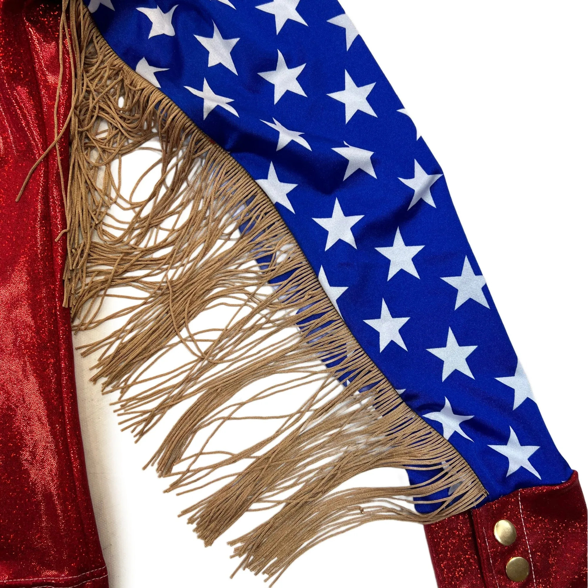 Red White and Blue Patriotic Rodeo Shirt with Fringe