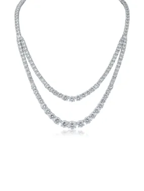 Round CZ Double Layered Necklace