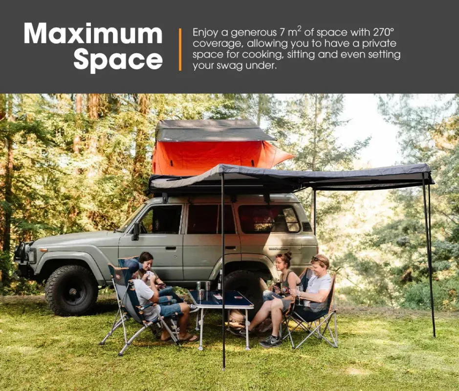 San Hima 4x4 270 Degree Free-Standing Manta Awning | Passenger Side