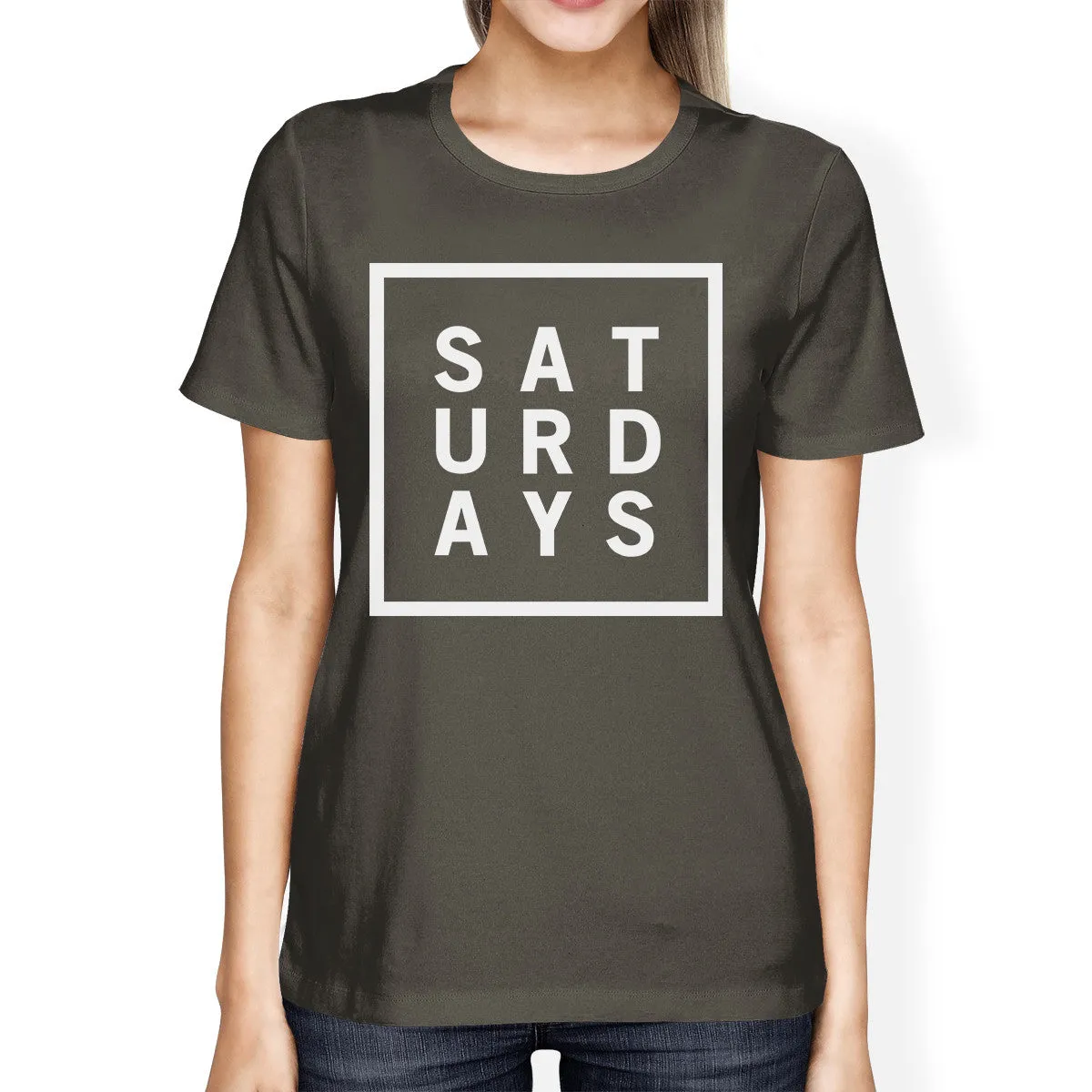 Saturdays Womens Cool Grey Tees Cute Short Sleeve Tee Funny Shirt