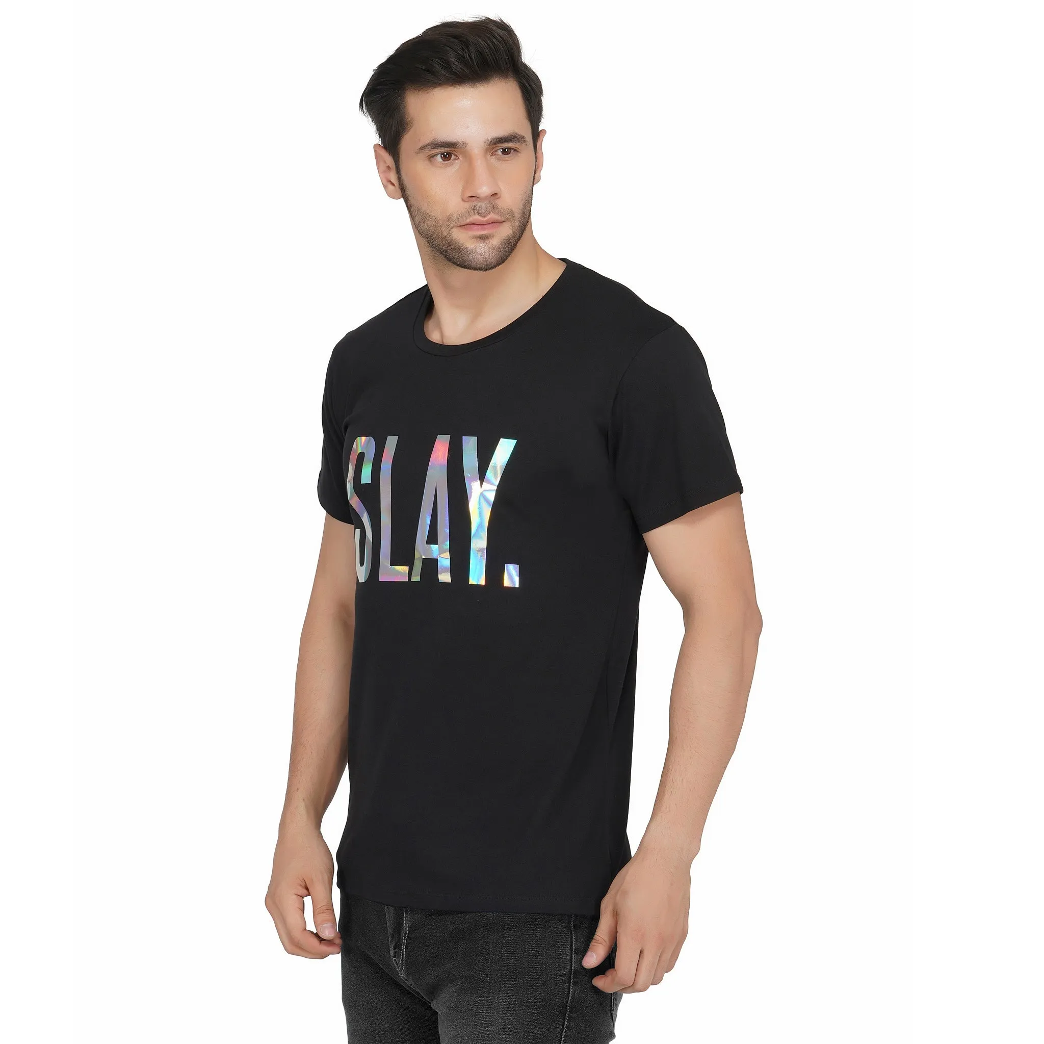 SLAY. Men's 💎 Edition Holographic Reflective Foil Print T-shirt