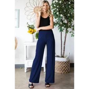 Solid Wide Pants with Waist Band