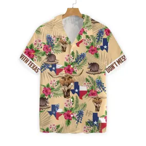 Texas Hawaiian Shirt Insignia Bluebonnet Cream Version