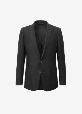 Textured Linen Wool Blazer Black