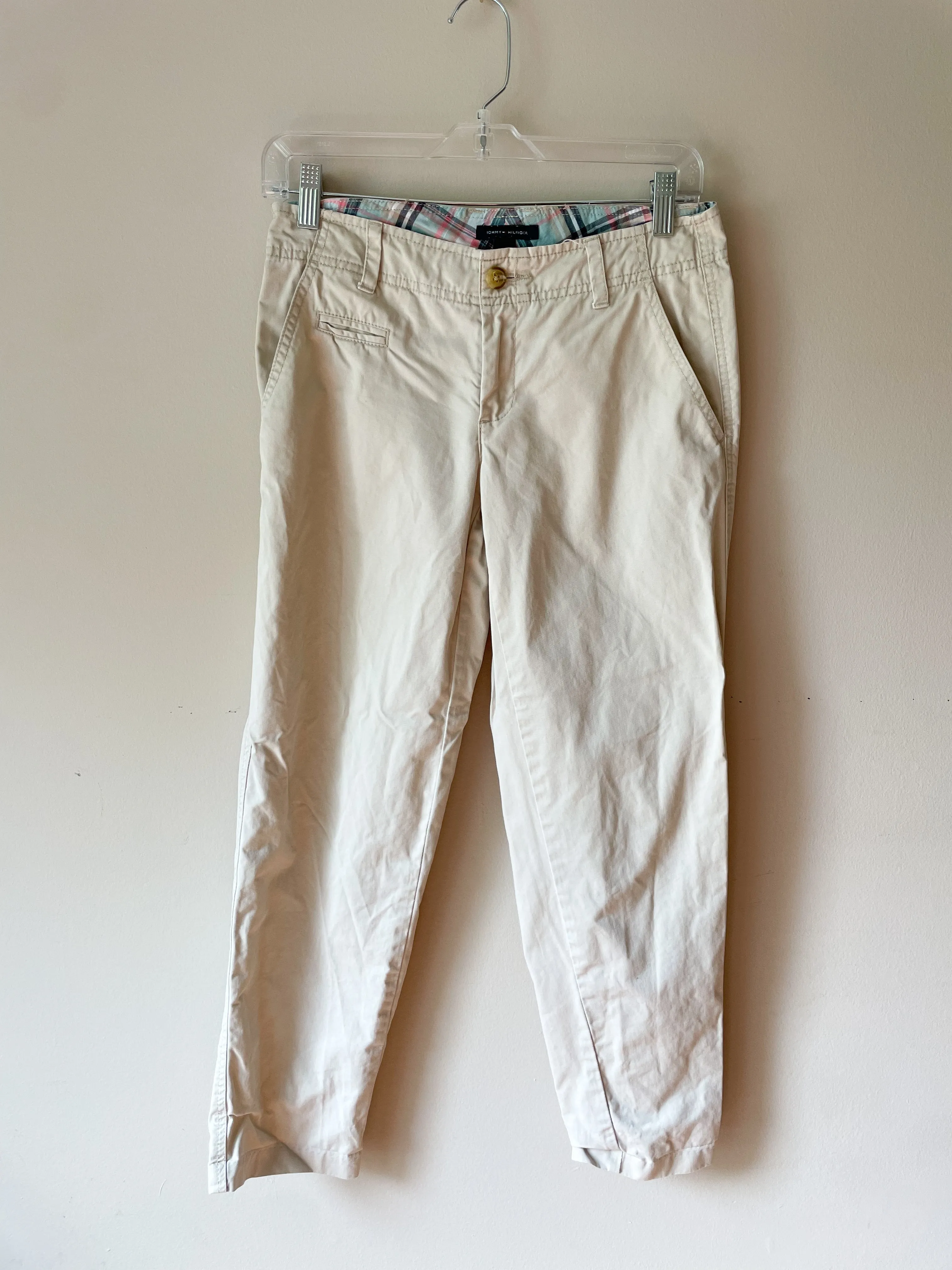 Tommy Hilfiger Beige Cotton Chino Straight Leg Pants - Size 0