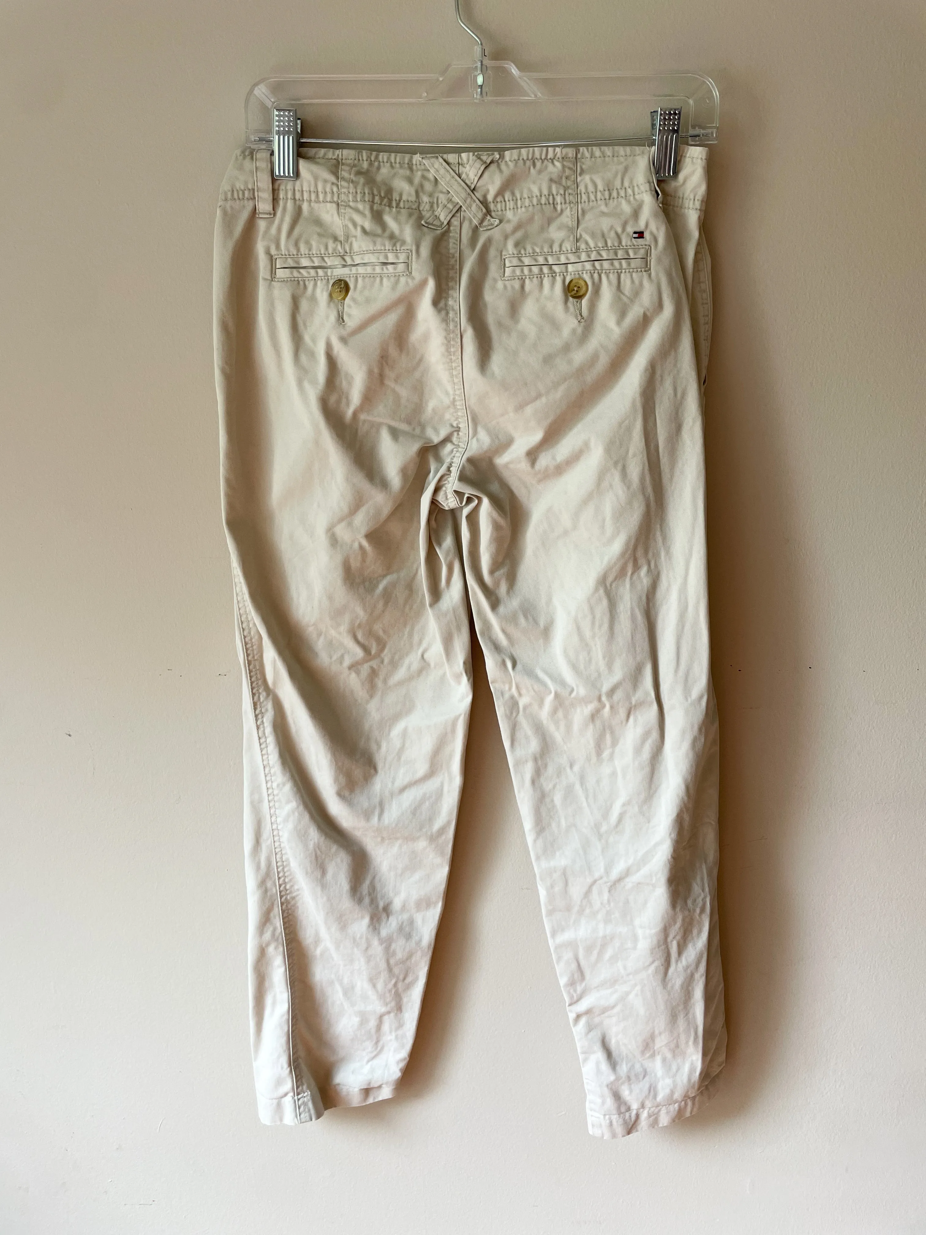 Tommy Hilfiger Beige Cotton Chino Straight Leg Pants - Size 0