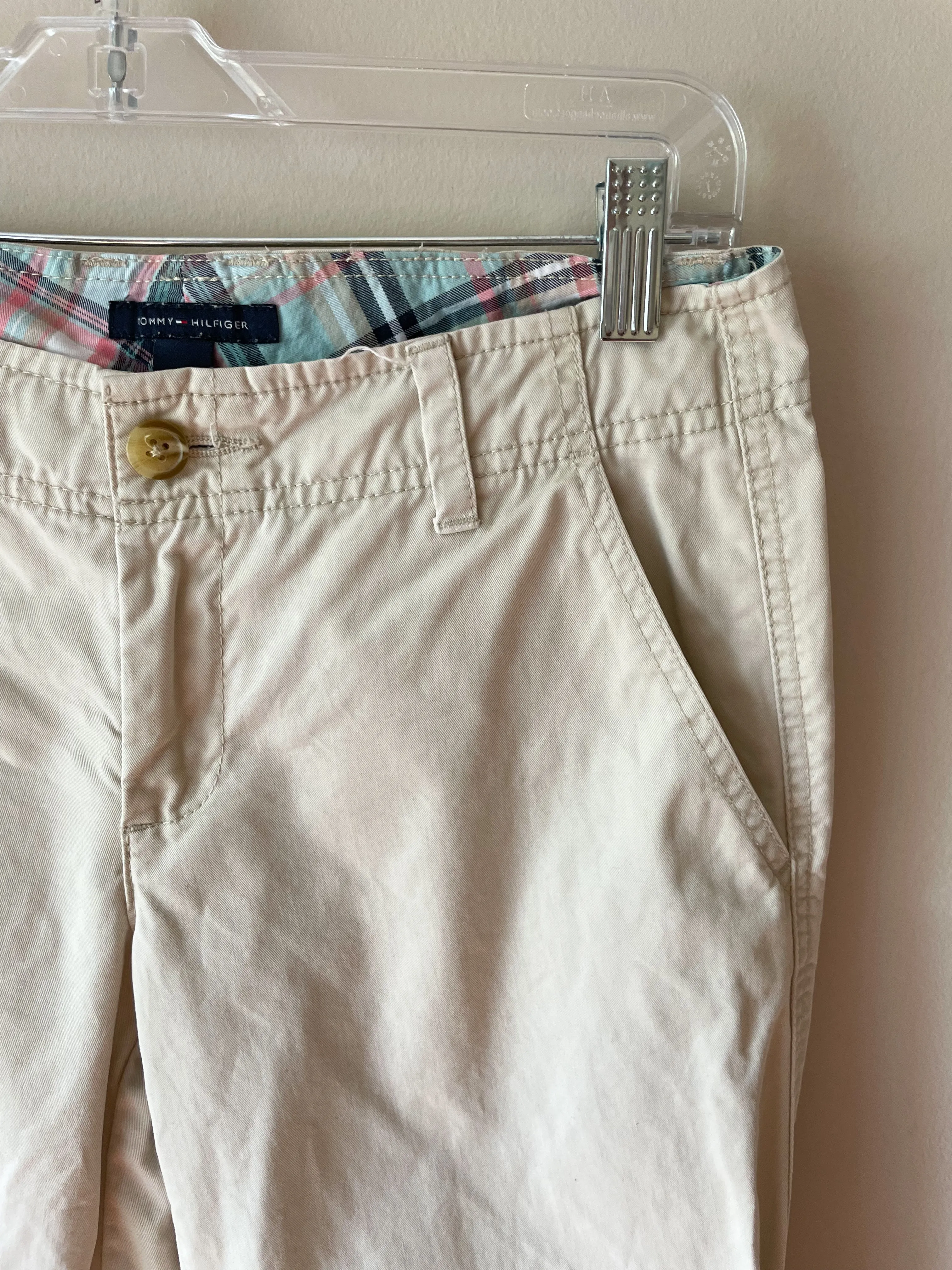 Tommy Hilfiger Beige Cotton Chino Straight Leg Pants - Size 0