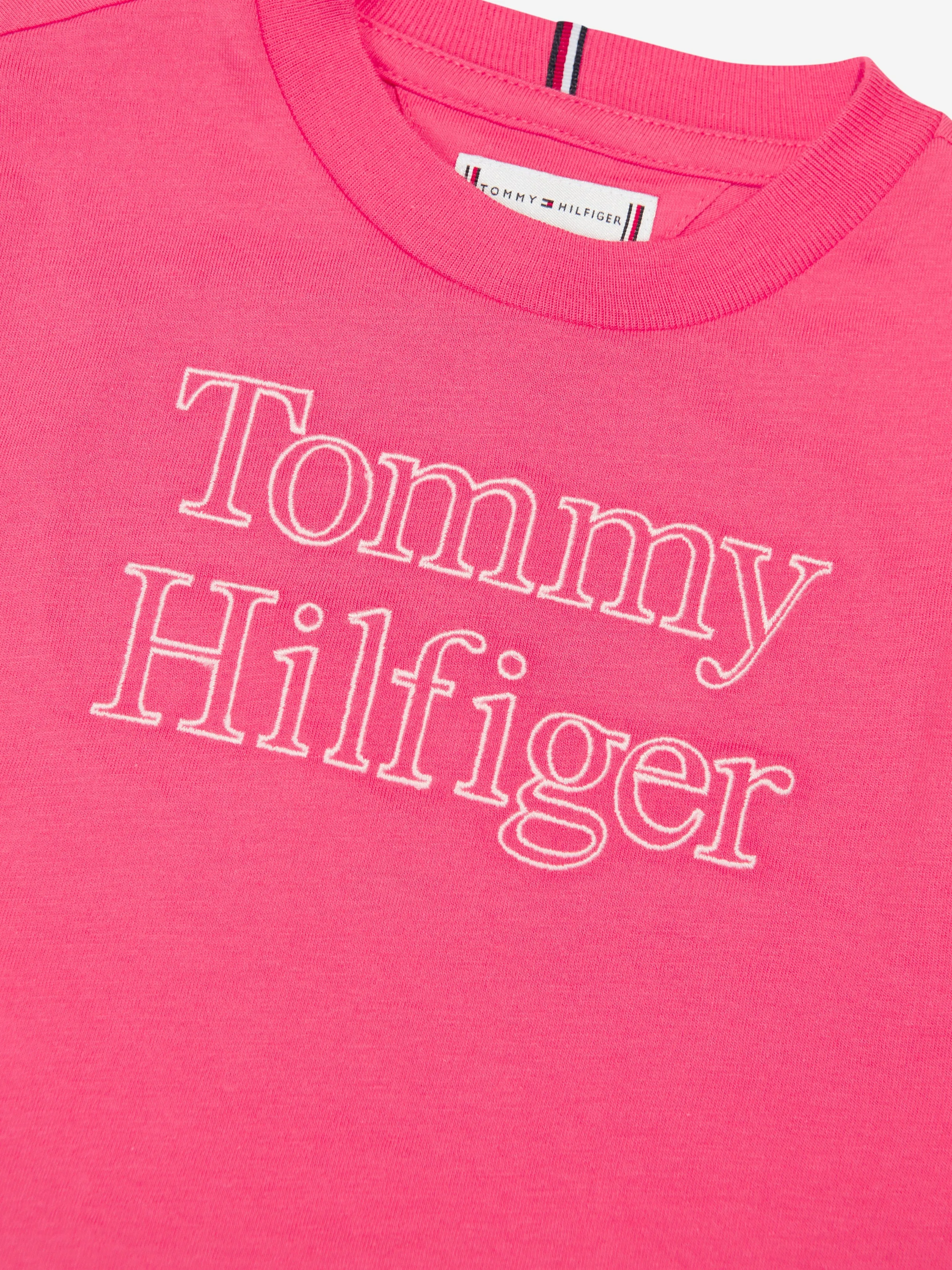 Tommy Hilfiger Girls Logo Stitch T-Shirt in Pink